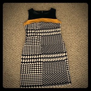 NY Collection Petite, B&W, Yellow Stripe Dress, SP